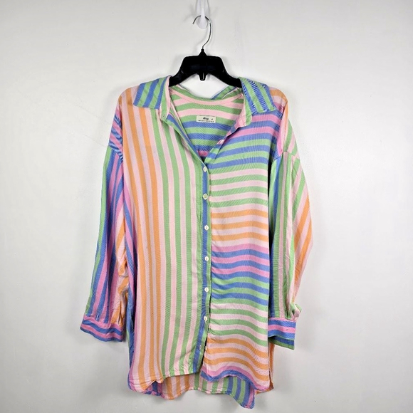 Maaji Dreambound Striped Shirt Medium Beach Resort Cover-Up - Picture 16 of 16
